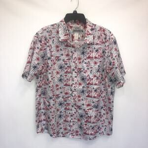 Haband Button Up Adult Large Multicolor Short Sleeve Mens Cotton Blend Shirt